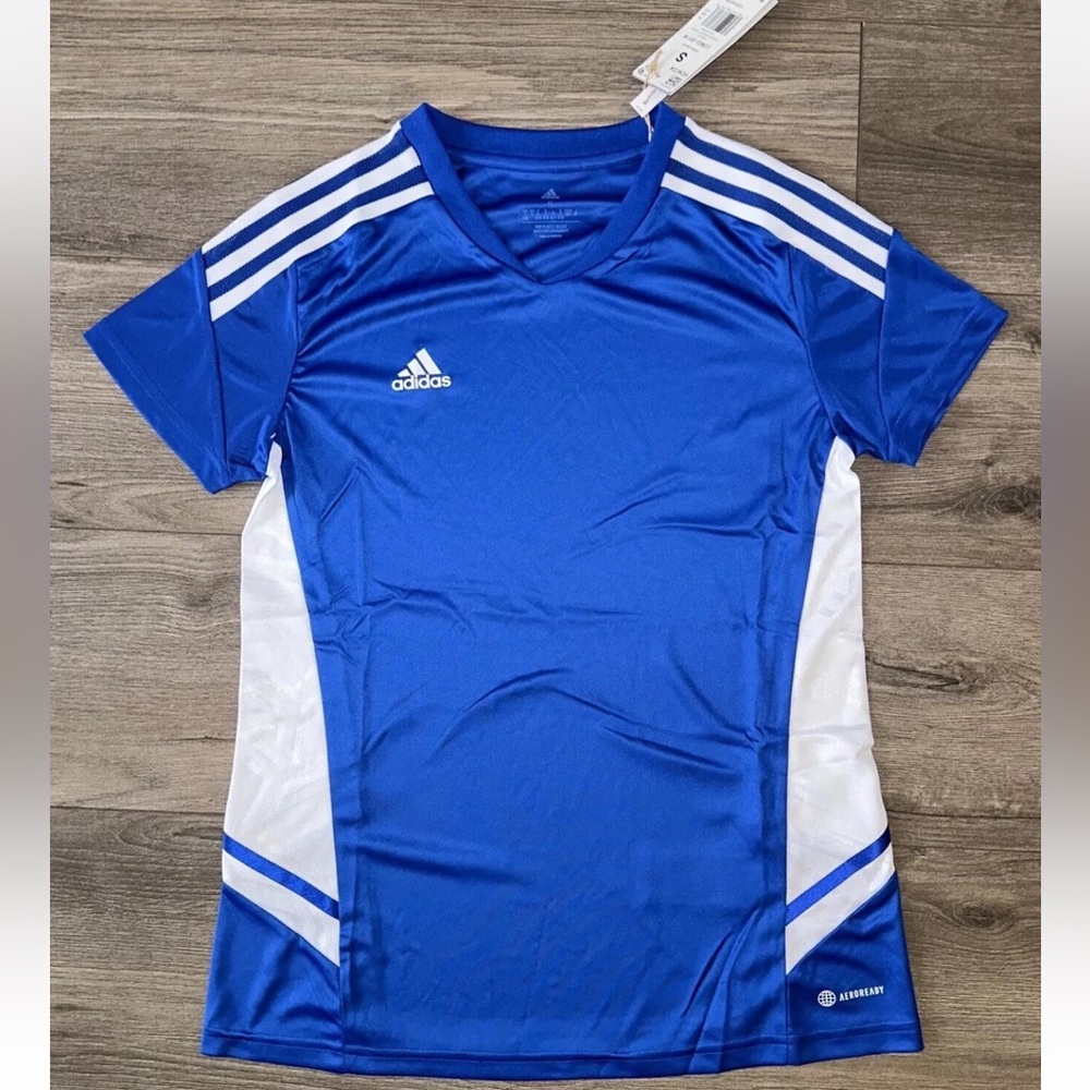 NWT Adidas Women's Blue and White Sports Jersey